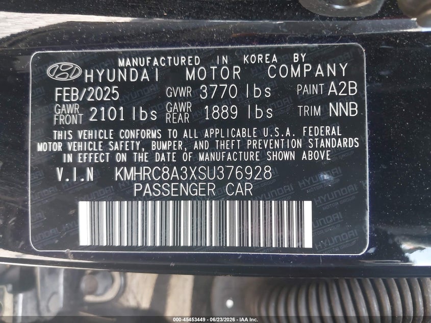 2025 Hyundai Venue VIN KMHRC8A3XSU376928 IAAI salvage auction — FRONT END, Enterprise Vehicles Clear Only (Florida), sold $7,900 on 2026-07-15 (photo 9)