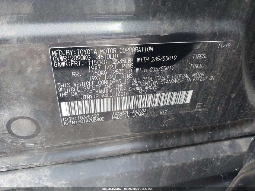2020 Toyota Rav 4 VIN JTMY1RFV4LJ018216 IAAI salvage auction — FRONT END, Salvage (Arkansas), sold $9,200 on 2026-07-30 (photo 9)