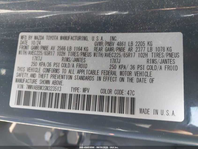2025 Mazda Cx-50 VIN 7MMVABBM3SN323513 IAAI salvage auction — REAR END, Non-Usa Mexico (New York), sold $7,300 on 2026-08-01 (photo 9)