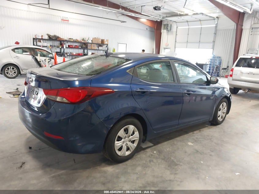 2016 Hyundai Elantra VIN 5NPDH4AE1GH697056 IAAI salvage auction — REAR END, Salvage Title, sold $1,200 on 2026-08-22 (photo 4)
