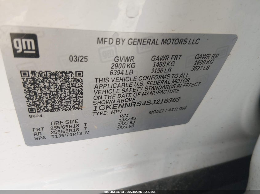 2025 Gmc Acadia VIN 1GKENNRS4SJ216363 IAAI salvage auction — NORMAL WEAR, Clear (Nevada), sold $25,850 on 2026-07-28 (photo 9)