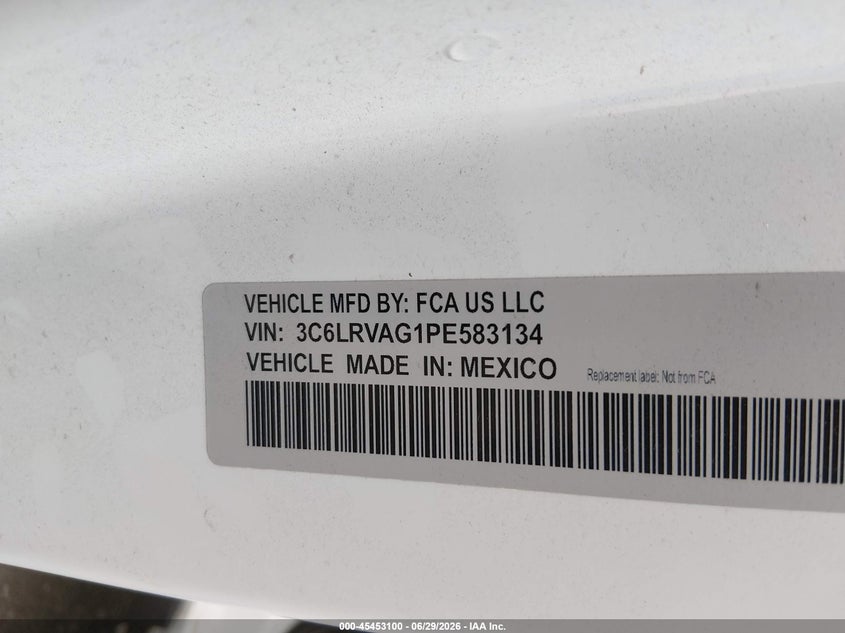 2023 Ram Promaster city VIN 3C6LRVAG1PE583134 IAAI salvage auction — FRONT & REAR, Clear (Washington), sold $600 on 2026-07-09 (photo 9)