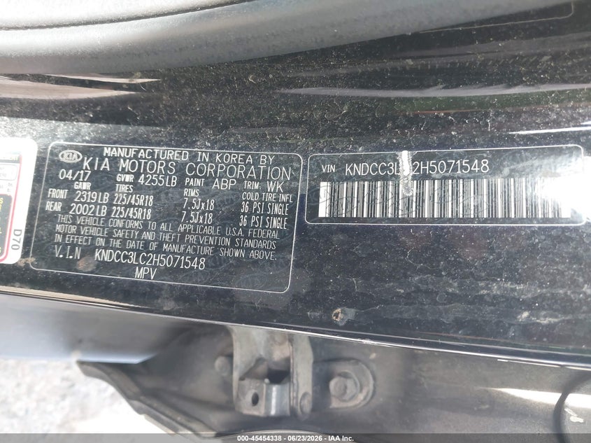2017 Kia Niro VIN KNDCC3LC2H5071548 IAAI salvage auction — NORMAL WEAR, Clear (Washington), sold $1,400 on 2026-07-22 (photo 9)