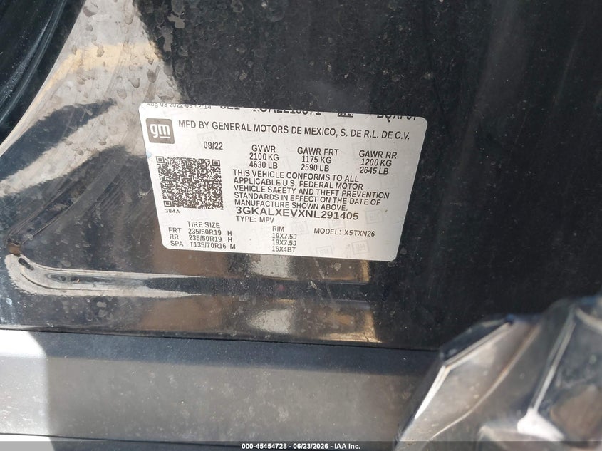 2022 Gmc Terrain VIN 3GKALXEVXNL291405 IAAI salvage auction — LEFT REAR, Clear (Michigan), sold $11,100 on 2026-07-30 (photo 9)