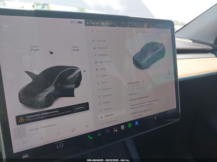 2022 Tesla Model y VIN 7SAYGDEE1NF306954 IAAI salvage auction — FRONT & REAR, Rebuildable (Florida), sold $7,150 on 2026-07-30 (photo 7)
