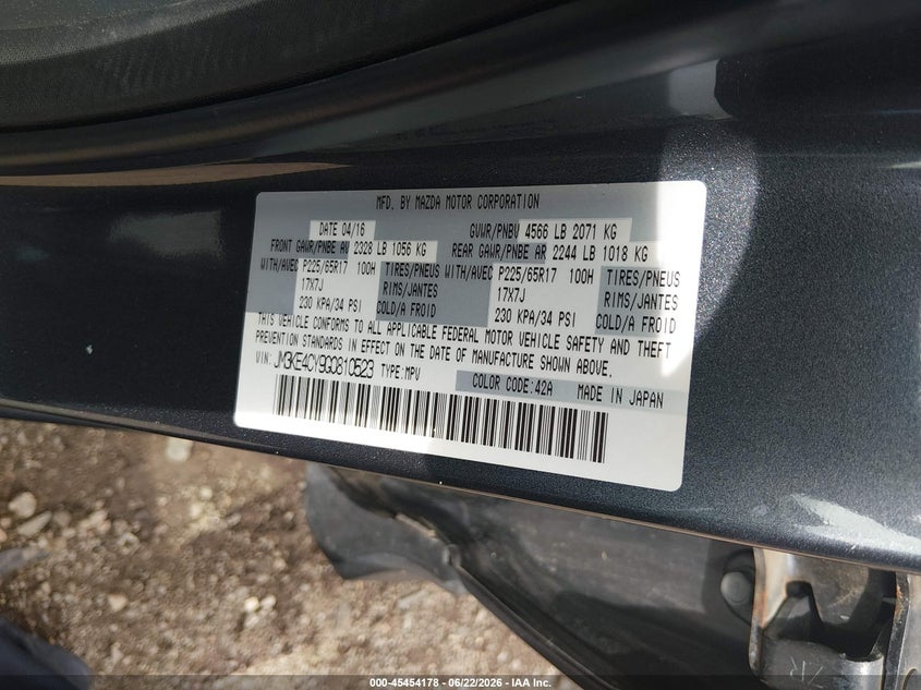 2016 Mazda Cx-5 VIN JM3KE4CY9G0810523 IAAI salvage auction — FRONT END, Salvage (Ohio), sold $3,875 on 2026-07-30 (photo 9)