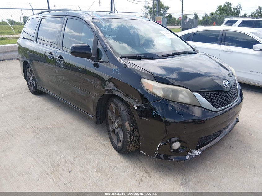 2012 Toyota Sienna VIN 5TDXK3DC1CS188270 IAAI salvage auction — FRONT & REAR, Salvage (Texas), sold $1,900 on 2026-07-10 (photo 1)