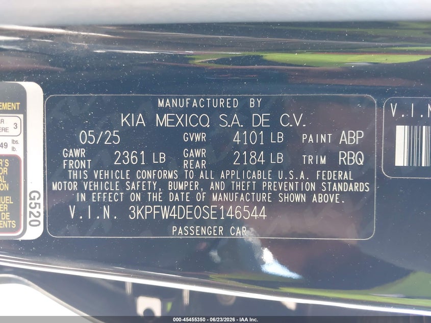 2025 Kia K4 VIN 3KPFW4DE0SE146544 IAAI salvage auction — LEFT SIDE, Salvage (California), sold $9,100 on 2026-07-30 (photo 7)