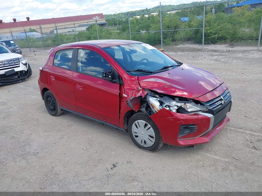 2021 Mitsubishi Mirage VIN ML32AUHJ9MH004780 IAAI salvage auction — RIGHT FRONT, Wait Title, sold $1,800 on 2026-08-02 (photo 1)