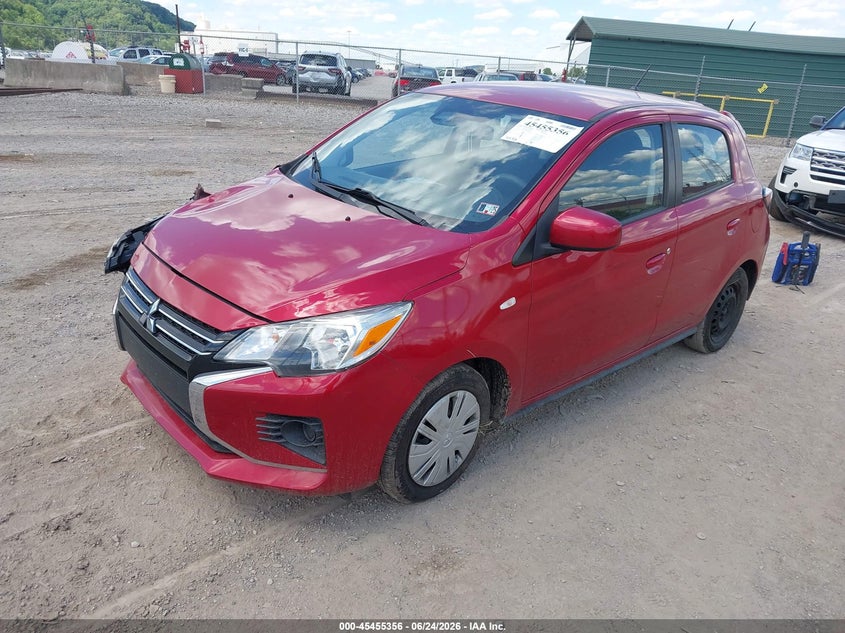 2021 Mitsubishi Mirage VIN ML32AUHJ9MH004780 IAAI salvage auction — RIGHT FRONT, Wait Title, sold $1,800 on 2026-08-02 (photo 2)