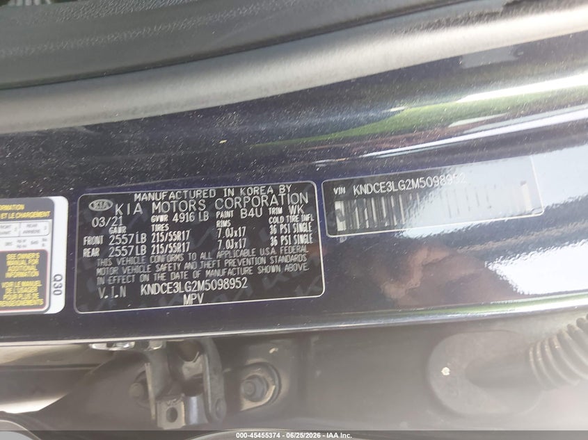 2021 Kia Niro VIN KNDCE3LG2M5098952 IAAI salvage auction — LEFT SIDE, Salvage (South Carolina), sold $8,700 on 2026-08-20 (photo 9)