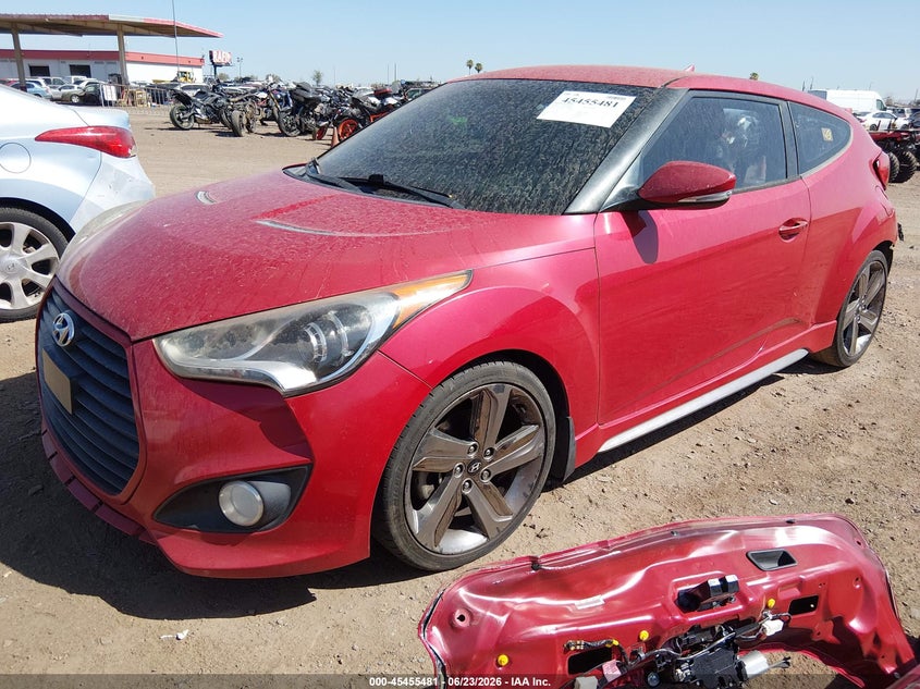 2014 Hyundai Veloster VIN KMHTC6AE1EU208028 IAAI salvage auction — REAR END, Salvage (Arizona), sold $1,050 on 2026-07-07 (photo 2)