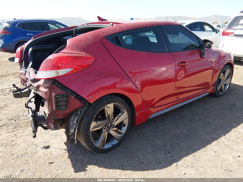 2014 Hyundai Veloster VIN KMHTC6AE1EU208028 IAAI salvage auction — REAR END, Salvage (Arizona), sold $1,050 on 2026-07-07 (photo 4)