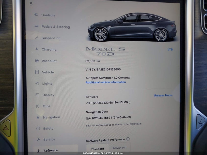 2016 Tesla Model s VIN 5YJSA1E21GF129690 IAAI salvage auction — RIGHT REAR, Salvage (California), sold $6,100 on 2026-07-11 (photo 7)
