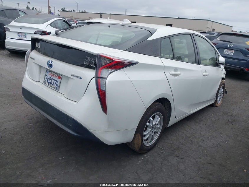 2016 Toyota Prius VIN JTDKBRFU4G3021041 IAAI salvage auction — RIGHT FRONT, Salvage Title, sold $3,150 on 2026-07-15 (photo 4)