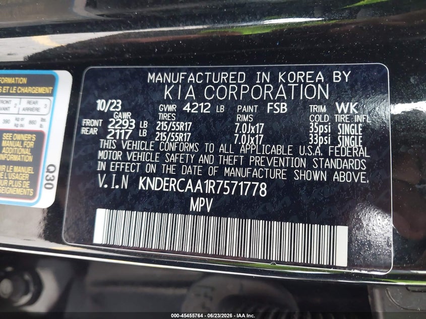2024 Kia Seltos VIN KNDERCAA1R7571778 IAAI salvage auction — FRONT END, Salvage Title, sold $4,250 on 2026-07-28 (photo 9)