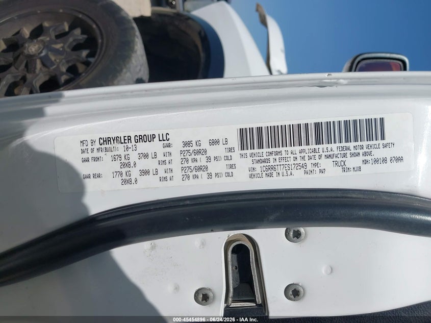 2014 Ram 1500 VIN 1C6RR6TT7ES172549 IAAI salvage auction — FRONT END, Salvage Title, sold $1,775 on 2026-08-17 (photo 9)