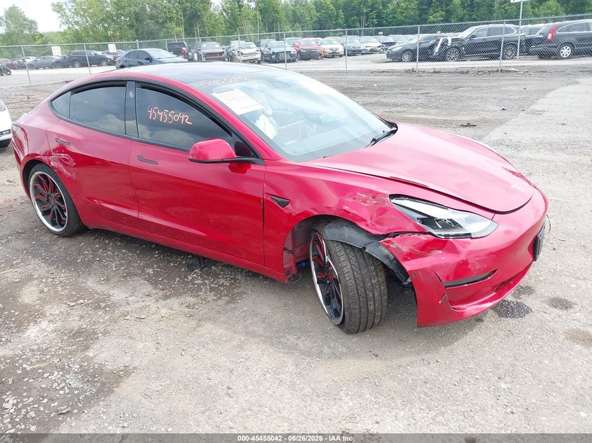 2022 Tesla Model 3 VIN 5YJ3E1EB2NF192352 IAAI salvage auction — LEFT SIDE, Mv-907A (New York), sold $25 on 2026-07-30 (photo 1)