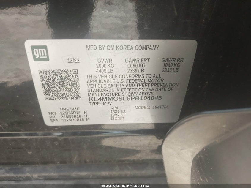 2023 Buick Encore gx VIN KL4MMGSL5PB104045 IAAI salvage auction — RIGHT REAR, Salvage Title, sold $5,200 on 2026-07-19 (photo 9)