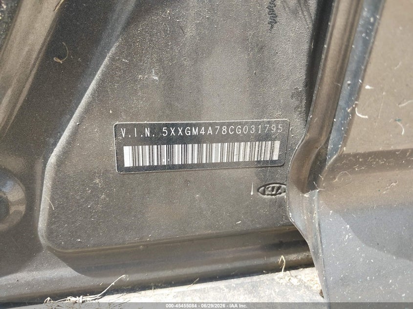 2012 Kia Optima VIN 5XXGM4A78CG031795 IAAI salvage auction — NORMAL WEAR, Original (Texas), sold $100 on 2026-07-23 (photo 9)