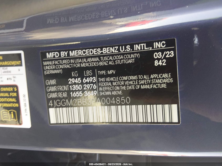 2023 Mercedes-benz Eqe VIN 4JGGM2BB3PA004850 IAAI salvage auction — LEFT REAR, Salvage (Nevada), sold $20,950 on 2026-08-13 (photo 9)
