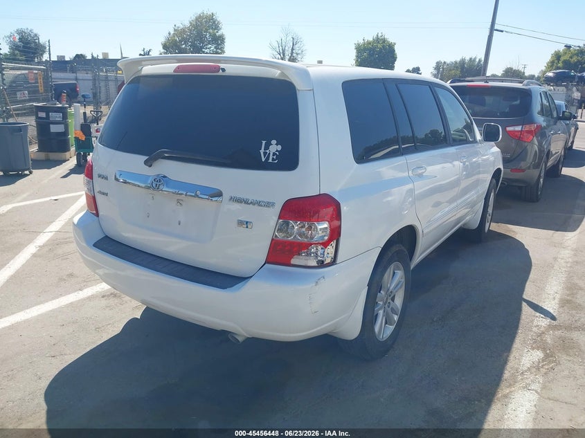 2006 Toyota Highlander hybrid VIN JTEEW21A860003238 IAAI salvage auction — NORMAL WEAR, Clear - Dealer Only (California), sold $925 on 2026-07-07 (photo 4)