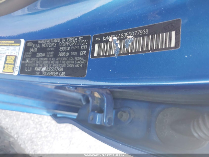 2014 Kia Forte VIN KNAFX4A83E5077938 IAAI salvage auction — FRONT END, Salvage Title, sold $1,850 on 2026-07-20 (photo 9)