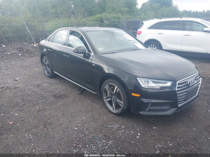 2018 Audi A4 VIN WAUENAF47JA115646 IAAI salvage auction — ENGINE DAMAGE, Salvage (Massachusetts), sold $4,750 on 2026-07-23 (photo 1)