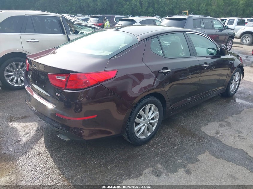 2015 Kia Optima VIN 5XXGM4A71FG412859 IAAI salvage auction — LEFT SIDE, Salvage (Kansas), sold $525 on 2026-07-22 (photo 4)