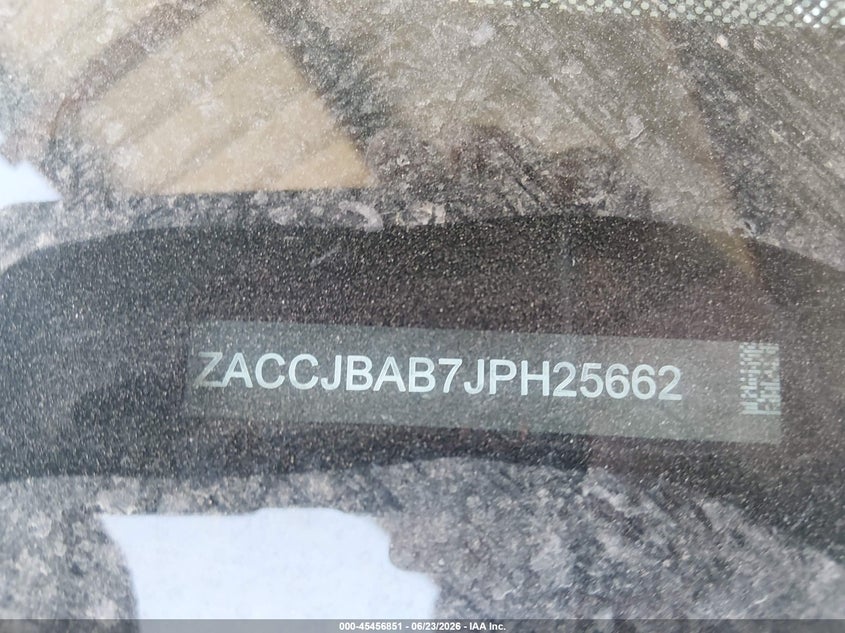 2018 Jeep Renegade VIN ZACCJBAB7JPH25662 IAAI salvage auction — NORMAL WEAR, Salvage (Arizona), sold $250 on 2026-07-28 (photo 9)