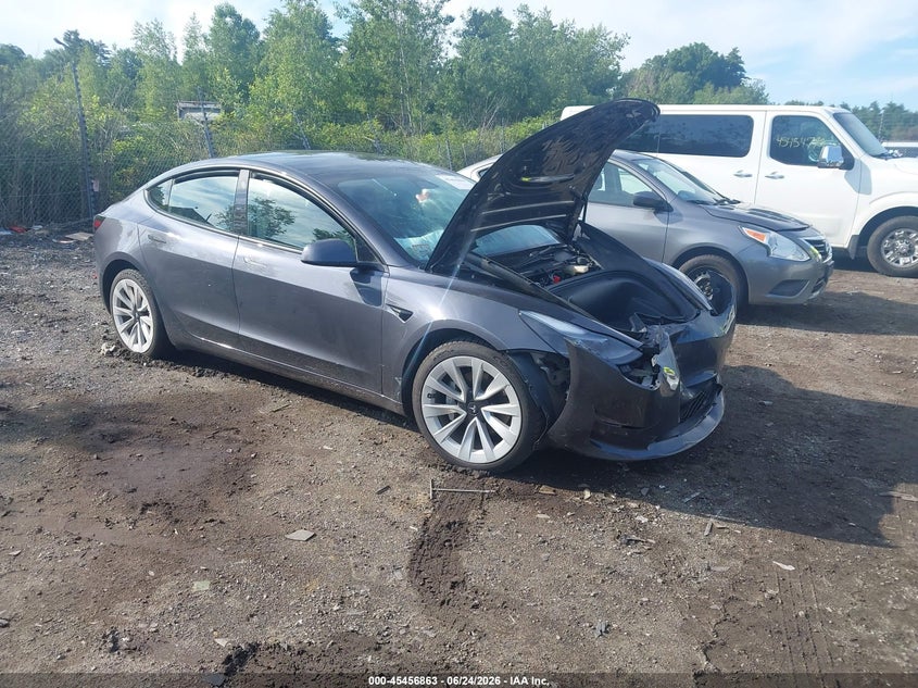 2023 Tesla Model 3 VIN 5YJ3E1EA0PF430340 IAAI salvage auction — FRONT END, Salvage (Massachusetts), sold $5,100 on 2026-07-30 (photo 1)