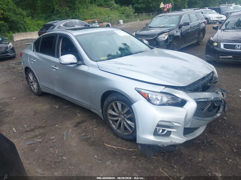 2015 Infiniti Q50 VIN JN1BV7AR5FM394731 IAAI salvage auction — FRONT END, Mv-907A (New York), sold $1,250 on 2026-07-28 (photo 1)