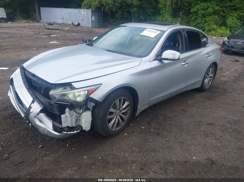2015 Infiniti Q50 VIN JN1BV7AR5FM394731 IAAI salvage auction — FRONT END, Mv-907A (New York), sold $1,250 on 2026-07-28 (photo 2)