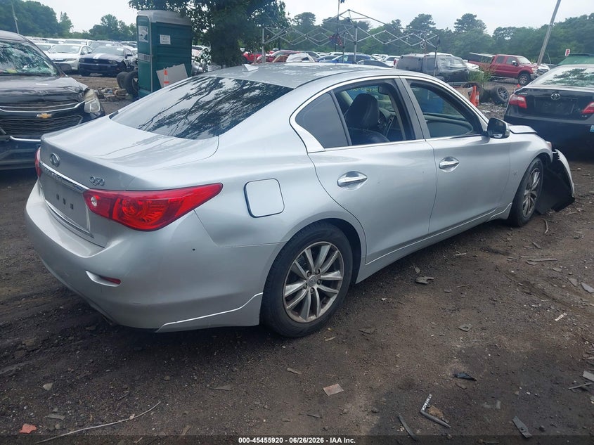 2015 Infiniti Q50 VIN JN1BV7AR5FM394731 IAAI salvage auction — FRONT END, Mv-907A (New York), sold $1,250 on 2026-07-28 (photo 4)