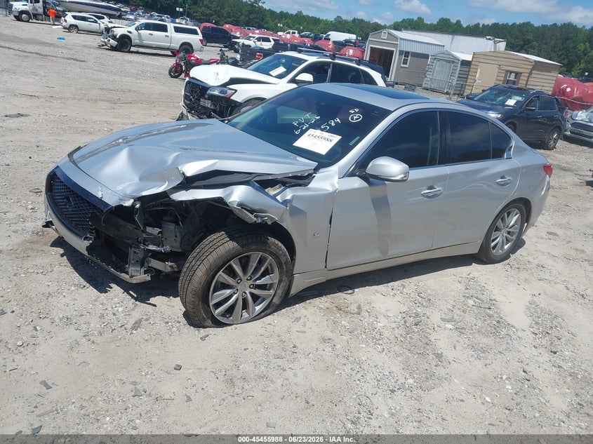 2014 Infiniti Q50 VIN JN1BV7AP5EM682584 IAAI salvage auction — FRONT END, Salvage Title, sold $25 on 2026-07-24 (photo 2)