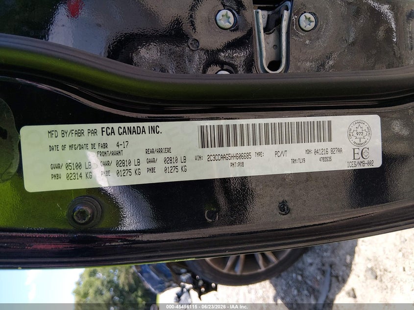 2017 Chrysler 300 VIN 2C3CCAAG5HH606685 IAAI salvage auction — FRONT & REAR, Salvage (Georgia), sold $1,200 on 2026-07-24 (photo 9)