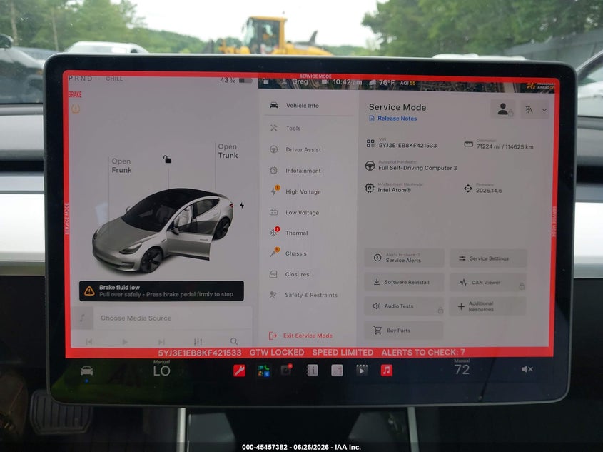2019 Tesla Model 3 VIN 5YJ3E1EB8KF421533 IAAI salvage auction — SIDE, Salvage (New Jersey), sold $5,500 on 2026-08-02 (photo 7)