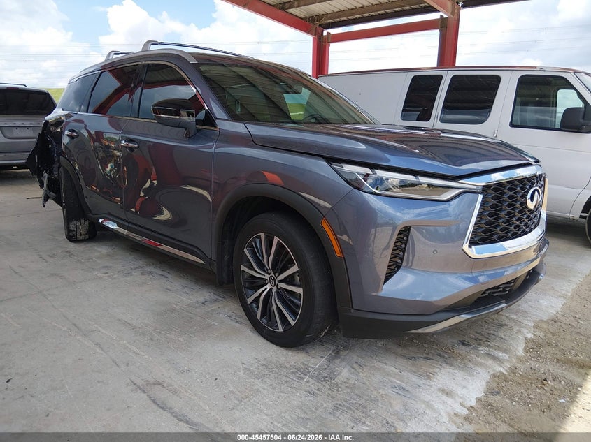 2024 Infiniti Qx60 VIN 5N1DL1GSXRC338003 IAAI salvage auction — REAR END, Salvage Title, sold $14,600 on 2026-08-01 (photo 1)