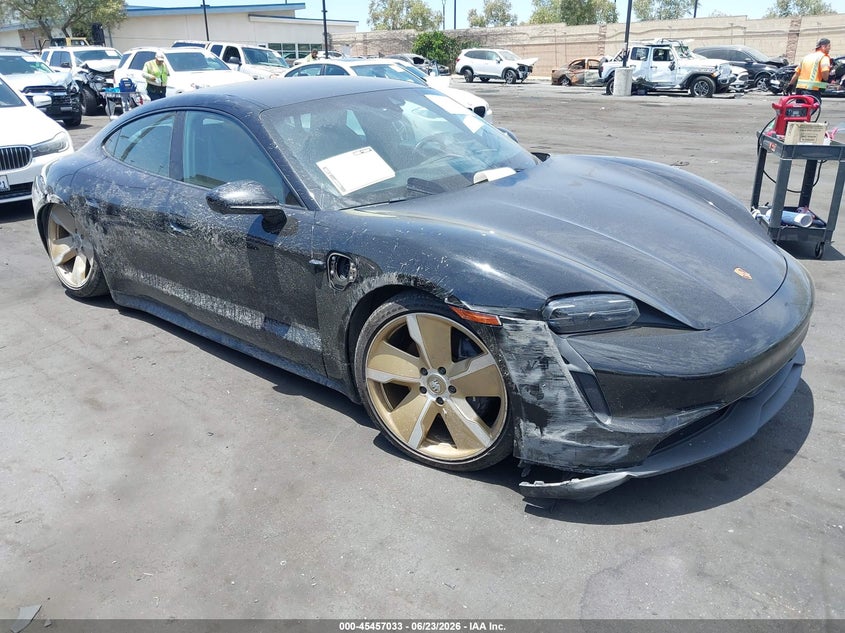 2022 Porsche Taycan VIN WP0AA2Y14NSA15187 IAAI salvage auction — SIDE, Wait Title, sold $17,800 on 2026-08-14 (photo 1)