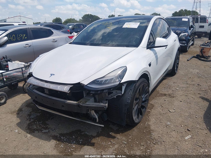 2020 Tesla Model y VIN 5YJYGDEF8LF037516 IAAI salvage auction — FRONT END, Salvage (Indiana), sold $8,450 on 2026-07-22 (photo 2)