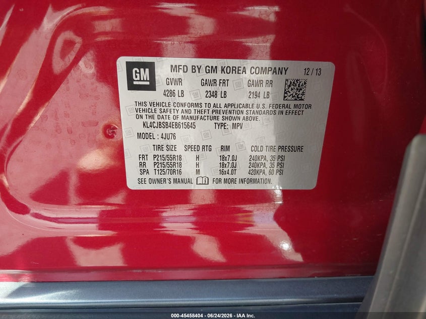 2014 Buick Encore VIN KL4CJBSB4EB615645 IAAI salvage auction — LEFT SIDE, Salvage (Oregon), sold $25 on 2026-09-11 (photo 9)