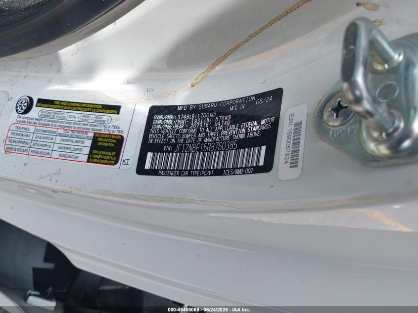 2024 Toyota Gr 86 VIN JF1ZNBE15R8760385 IAAI salvage auction — ALL OVER, Salvage Title, sold $4,000 on 2026-07-29 (photo 9)