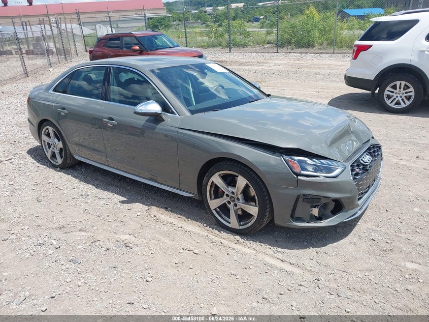 2023 Audi S4 VIN WAUA4AF49PA013985 IAAI salvage auction — FRONT END, Salvage (Pennsylvania), sold $10,500 on 2026-07-28 (photo 1)