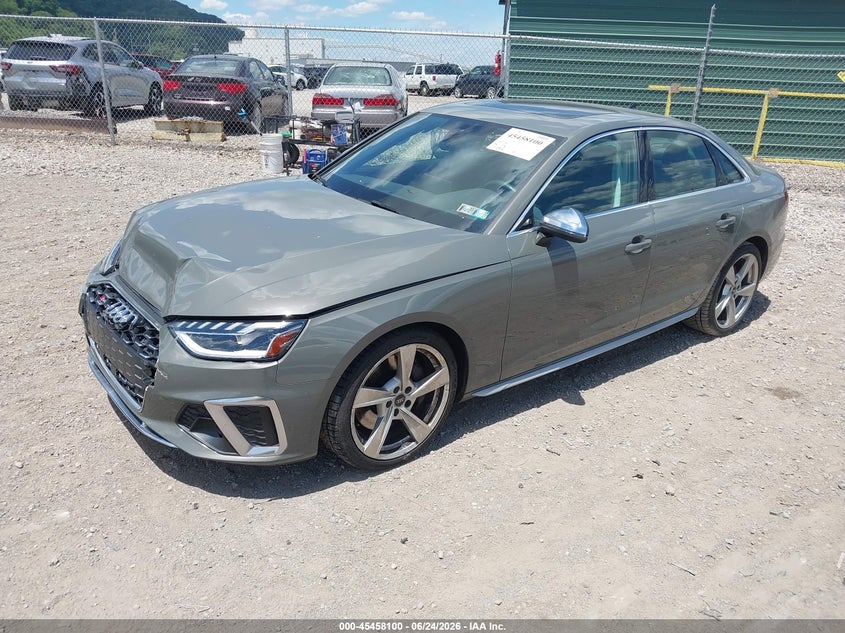 2023 Audi S4 VIN WAUA4AF49PA013985 IAAI salvage auction — FRONT END, Salvage (Pennsylvania), sold $10,500 on 2026-07-28 (photo 2)