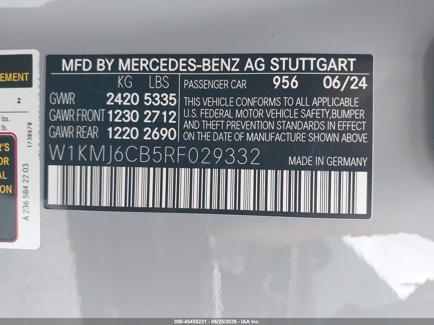 2024 Mercedes-benz VIN W1KMJ6CB5RF029332 IAAI salvage auction — FRONT END, Salvage (Ohio), sold $42,750 on 2026-08-03 (photo 9)