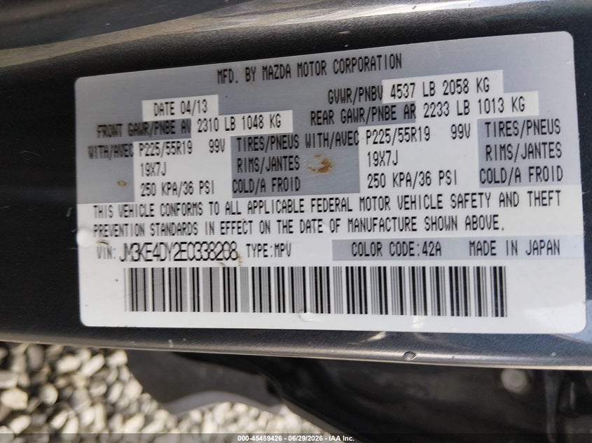 2014 Mazda Cx-5 VIN JM3KE4DY2E0338208 IAAI salvage auction — THEFT, Salvage (Oregon), sold $2,000 on 2026-07-27 (photo 9)