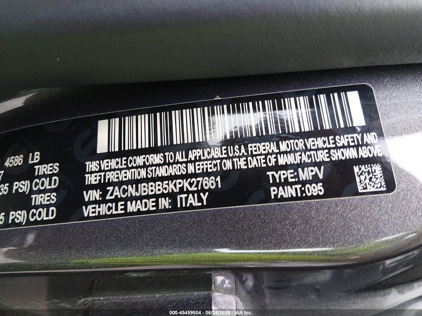 2019 Jeep Renegade VIN ZACNJBBB5KPK27661 IAAI salvage auction — FRONT END, Salvage (Missouri), sold $1,700 on 2026-07-16 (photo 9)