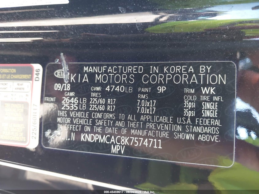 2019 Kia Sportage VIN KNDPMCAC8K7574711 IAAI salvage auction — SIDE, Salvage (Ohio), sold $3,900 on 2026-07-20 (photo 9)