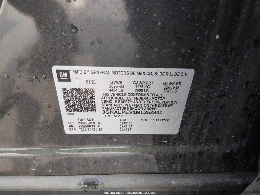 2021 Gmc Terrain VIN 3GKALPEV1ML352901 IAAI salvage auction — LEFT FRONT, Salvage Title, sold $3,800 on 2026-07-28 (photo 9)