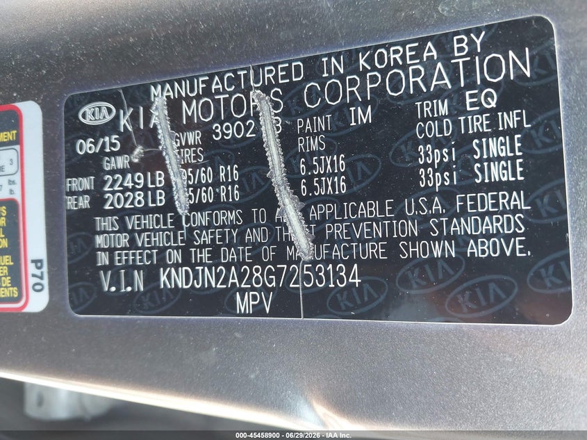 2016 Kia Soul VIN KNDJN2A28G7253134 IAAI salvage auction — RIGHT FRONT, Salvage (Connecticut), sold $350 on 2026-07-23 (photo 9)